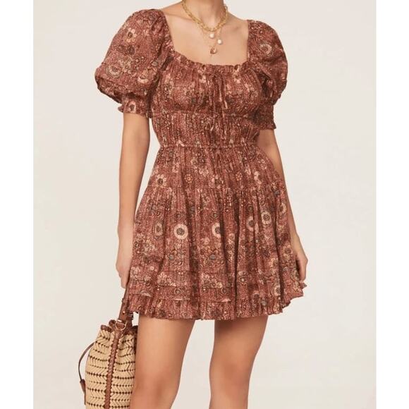 ULLA JOHNSON Juniper Puff Sleeve Mini Dress in Rosebud Crimson Size 2 $375 MSRP - Picture 3 of 13